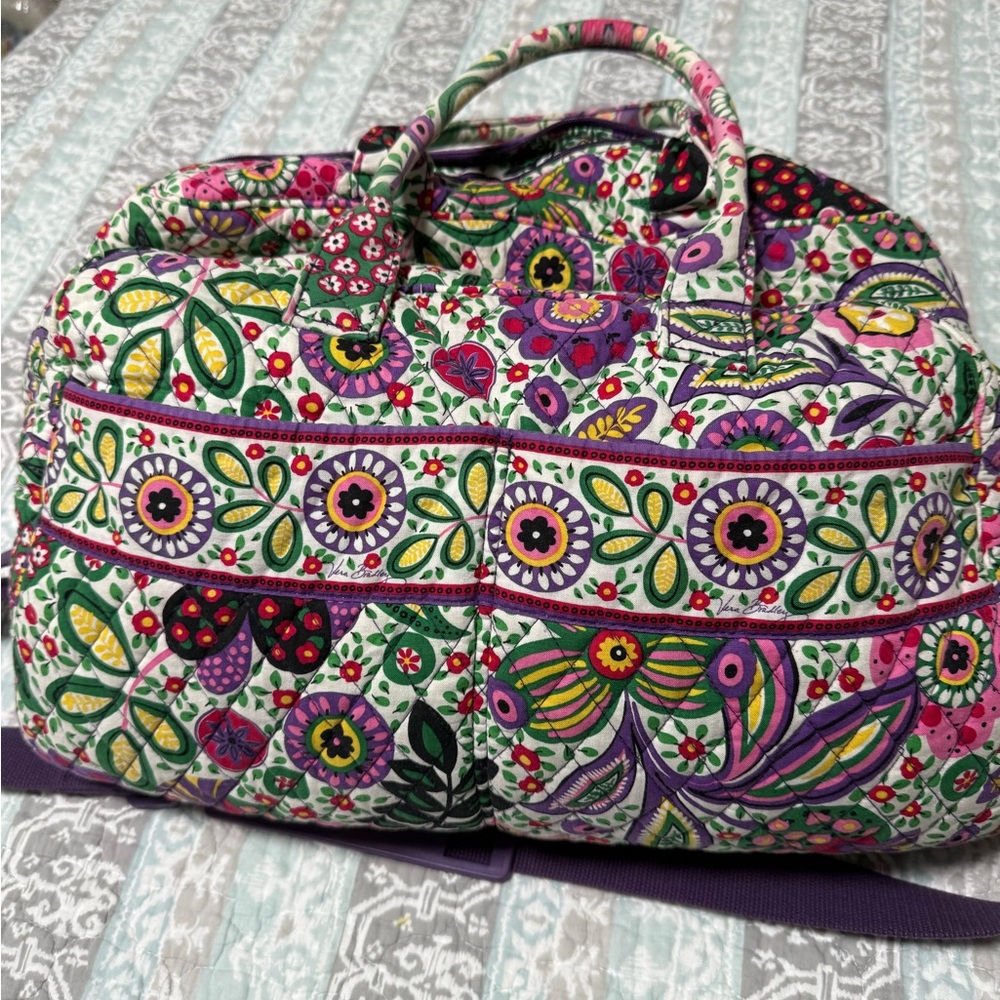 Vibrant Purple and Green Paisley Travel Bag